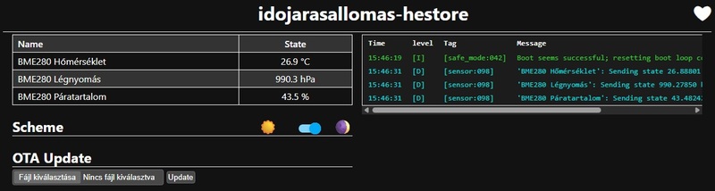BME280 és Wemos D1 admin
