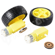 2WD ROBO CAR CHASSIS SET / Robot autó alváz építőkészlet, víztiszta akril, két kerék meghajtású, enkóder tárcsával és elemtartóval