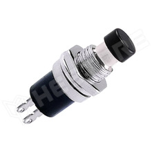 PBS-110-NC-BK / Nyomógomb, Ø7mm, 250V AC/1A, SPST-NC, ON-(OFF), 1 stabil pozíció, fekete