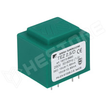 TEZ2.5D-2x15V / PCB transzformátor, kiöntött, 2.5VA, 230V AC, 2x 15V, 2x 83.3mA (16015-8993 / BREVE TUFVASSONS)