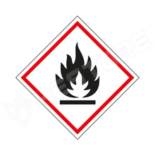 CLP-GHS02-50X50 / Gyúlékony anyag, tűzveszélyes anyag matrica, 50x50mm