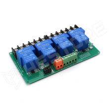 RELC-4CH-UNI-H/L-12V / Univerzális 12V relé modul, 4 csatorna, optocsatolóval, vezérlő jel: Opcionális (jumper)