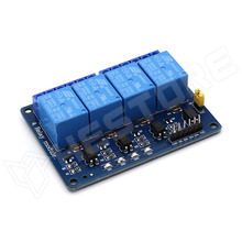 RELC-4CH-12V / Univerzális 12V relé modul, 4 csatorna, optocsatolóval, vezérlő jel: aktív alacsony