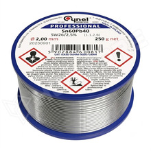 LC60-2.00/0.25 / Forrasztóón, Sn60Pb40, SW26, 1.1.2.B, ROL1, 2mm, 250g (Sn60Pb40 SW26/2,5% (1.1.2.B) 2mm 250g / CYNEL)