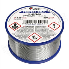LC60-3.00/0.25 / Forrasztóón, Sn60Pb40, SW26, 1.1.2.B, ROL1, 3mm, 250g (Sn60Pb40 SW26/2,5% (1.1.2.B) 3mm 250g / CYNEL)