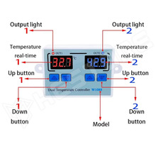XK-W1088-12V / Dual hőmérséklet szabályzó, termosztát, 12VDC