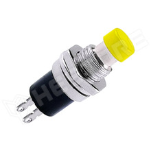 PBS-110-NC-YE / Nyomógomb, Ø7mm, 250V AC/1A, SPST-NC, ON-(OFF), 1 stabil pozíció, sárga