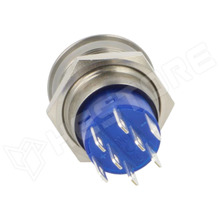 ATP19-SL3-624-B0DA-03Q / Vandálbiztos nyomógomb, DPDT, ON-(ON), ⌀19mm, 5A/250V AC, 3A/28V DC, IP67, 24V DC zöld LED gyűrű (ATP19-SL3-624-B0DA-03Q / C&K)