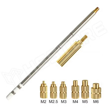 T12-MULTI-INSERT / T12 pákabetét cserélhető menetes hegyekkel, besajtolható anyákhoz, 6db menetes adapter: M2, M2.5, M3, M4, M5, M6