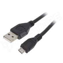 CCP-MUSB2-AMBM-1M / Kábel, USB 2.0, USB-A dugó, USB-B micro dugó, aranyozott, PVC, fekete, 1m (CCP-MUSB2-AMBM-1M / GEMBIRD)