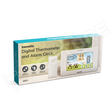 BW2070 / Digitális hőmérő és ébresztőóra - kültéri / beltéri - USB-s, elemes - fehér (BW2070 / BEWELLO)