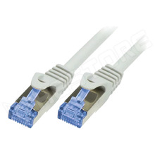 CQ3022S / Patch kábel, S/FTP, Cu, sodrat, Cat 6a, RJ45 dugó, kétoldalas, szürke, 0.5m (CQ3022S / LOGILINK)