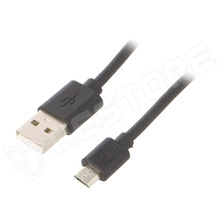 GOOBAY-72227 / Kábel, USB 2.0, USB-A dugó, USB-B micro dugó, nikkelezett, fekete, 2.5A, 1m (72227 / GOOBAY)