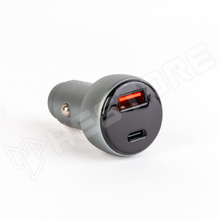 H55025B / Autós szivargyújtós PD gyorstöltő, 48W, 1xUSB-C, 1xUSB-A, feszültségkijelzéssel (55025B / MNC)