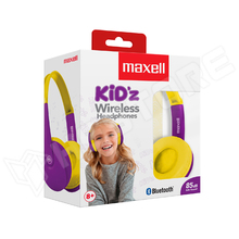 BT350PY / Maxell vezeték nélküli bluetooth-os gyerek fejhallgató, max. 85dB, lila/sárga (MAXELL)