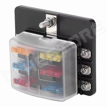 FUSEBOX-2X3-6W / Univerzális késes biztosítéktartó blokk, LED-es hibajelzéssel, biztosítékokkal, 6 (2x3) irányú