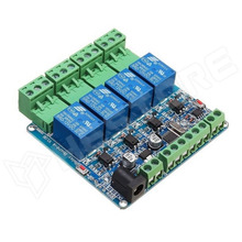 REL485-4CH-12V / 4 csatornás relé modul, RS485, 12V DC, optocsatolóval