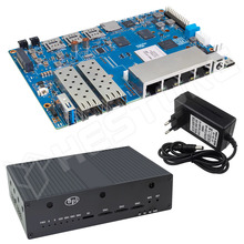 BPI-R4-4GB-SPS / Banana Pi R4 router fejlesztőeszköz, aluminium ház, EU tápegység, 8GB DDR4, 8GB eMMC, 128MB SPI-NAND