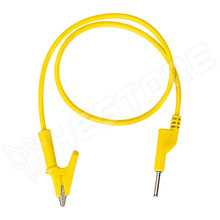 B4-AC-15A-YE-1M / Mérőkábel, 4mm banándugó, krokodilcsipesz, 15A, 1m, sárga