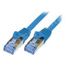 CQ3016S / Patch kábel, S/FTP, Cu, sodrat, Cat 6a, RJ45 dugó, kétoldalas, kék, 0.25m (CQ3016S / LOGILINK)