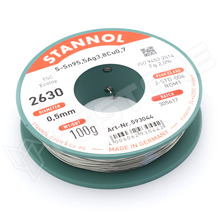 Sn95.5Ag3.8Cu0.7-0.5-100 / Ólommentes forrasztóón, 2630, 0.5mm, 100g (593044 / STANNOL)