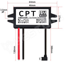 CPT12-5V-USB-MICRO-M-90 / DC-DC step down modul, 7...22V DC to 5V DC, 3A, 15W, vízálló, kimenet: 90°-os USB-micro dugó