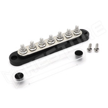 BB150-T7M6-7P-BK / Elosztó blokk (DC bus-bar), 7xM6, Műanyag fedéllel, 48V/150A DC, 300V/130A AC, fekete