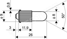 LG-BA9S-24 / LED lámpa, zöld, BA9S, 24VDC, 24VAC (LG-BA9S-24AC/DC / POLAM-ELTA)