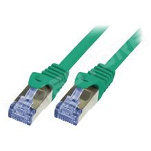 CQ3015S / Patch kábel, S/FTP, Cu, sodrat, Cat 6a, RJ45 dugó, kétoldalas, zöld, 0.25m (CQ3015S / LOGILINK)
