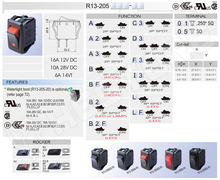 R13-205B2F-01-G-L1 / Kapcsoló, OFF-(ON), 16A/12VDC (SCI)
