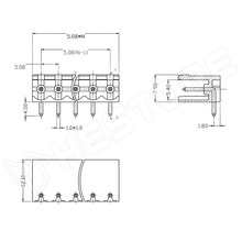 KFG-2EDGR-5.08-5P / Sorkapocs, 90°, PCB, RM5.08, 5P, sorolható