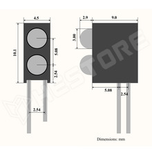 GH-3MM-2-RD-GN / Dupla LED foglalat, 90°,2 x 3mm LED-el, piros-zöld (GH-3MM2SURSUG/530-Z)