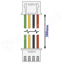XHP-4-CABLE-REV-300 / JST XH 2.54mm csatlakozóval szerelt kábel, azonos bekötés, fordított csatlakozók, 22AWG, 4pin, 30cm