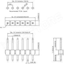MSRH-40-BL / Tüskesor, egyenes, tördelhető, 40pin, 2.54mm, kék