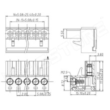 KFG-2EDGK-5.08-2P / Sorkapocs rátolható, 2,5mm2, RM5.08, 2P
