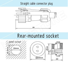 SD20-4P / SD ipari csatlakozó pár, 4pin, anya aljzat, apa dugó, 20mm, egyenes, IP68