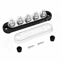 BB150-T5M6-5P-BK / Elosztó blokk (DC bus-bar), 5xM6, Műanyag fedéllel, 48V/150A DC, 300V/130A AC, fekete