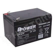 12V 12Ah GLAB / Zselés akkumumlátor, savas-ólmos, 12V, 12Ah, AGM, karbantartást nem igényel (BPE 12-12 T2 / BPOWER)