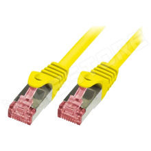CQ2017S / Patch kábel, S/FTP, Cu, sodrat, Cat 6, RJ45 dugó, kétoldalas, sárga, 0.25m (CQ2017S / LOGILINK)