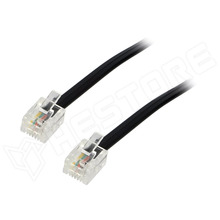 TEL-RJ11-BK-5M / Kábel, RJ11 dugó, kétoldalas, 5m, fekete (TEL-RJ11-BK/05 / BQ CABLE)