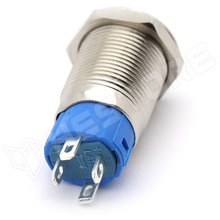 V12RLF-YO / Vandálbiztos nyomókapcsoló, Ø12mm, 12...24V AC/DC sárga LED gyűrű, SPST, OFF-ON, 2 stabil pozíció, IP65