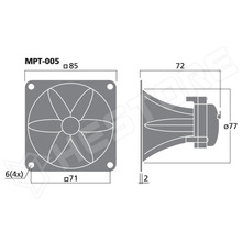 MPT-005 / Piezo hangsugárzó 1000Ω, 94dB (MONACOR)