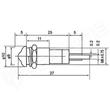 IND8-12R-A / Ellenőrző lámpa, LED, domború, 12V DC, Ø8.2mm, IP40, fém, piros (IND8-12R-A)
