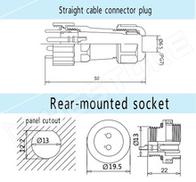 SD13-4P / SD ipari csatlakozó pár, 4pin, anya aljzat, apa dugó, 13mm, egyenes, IP68