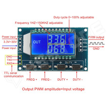XY-LPWM / PWM impulzus és frekvencia generátor modul LCD kijelzővel, 1Hz-150KHz, 3.3V-30V (XY-LPWM)