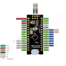 ATTINY88-DEV / ATTINY88 alapú fejlesztői modul, 16MHz, microUSB, 5V DC, soros illesztő nélkül