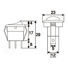 GK-42 BL / Kapcsoló (billenő, 1ák., LED-es) ON-OFF