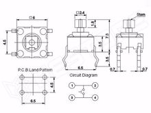 TACTS-6x6x7.3 / Nyomógomb, mikrokapcsoló TACT, SPST-NO, THT