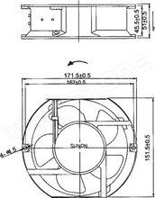 A2175HBT.T. / Ventilátor, AC, 230V AC, 171x151x51mm, golyóscsapágy, 302 (±10%)m<sup>3</sup>/h, axiális (A2175HBT.T.GN / SUNON)