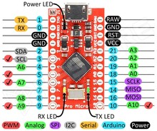 AR-PROMICRO / Fejlesztői modul ATmega32U4-el (Arduino Pro-Micro kompatibilis)